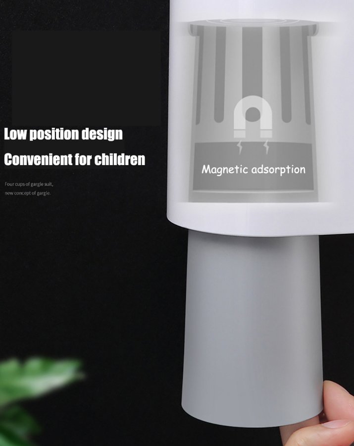 ECOCO Διανεμητής οδοντόκρεμας με βάσεις οδοντόβουρτσας και ποτήρια E1802 - Image 8