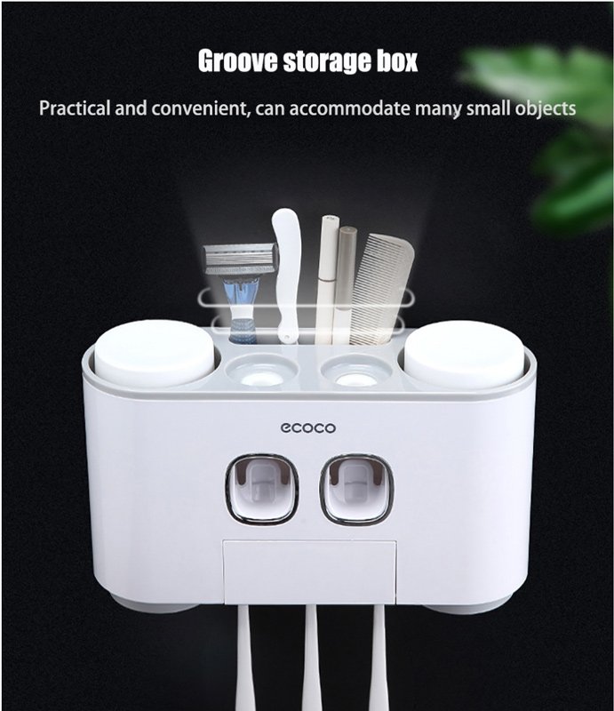 ECOCO Διανεμητής οδοντόκρεμας με βάσεις οδοντόβουρτσας και ποτήρια E1802 - Image 9