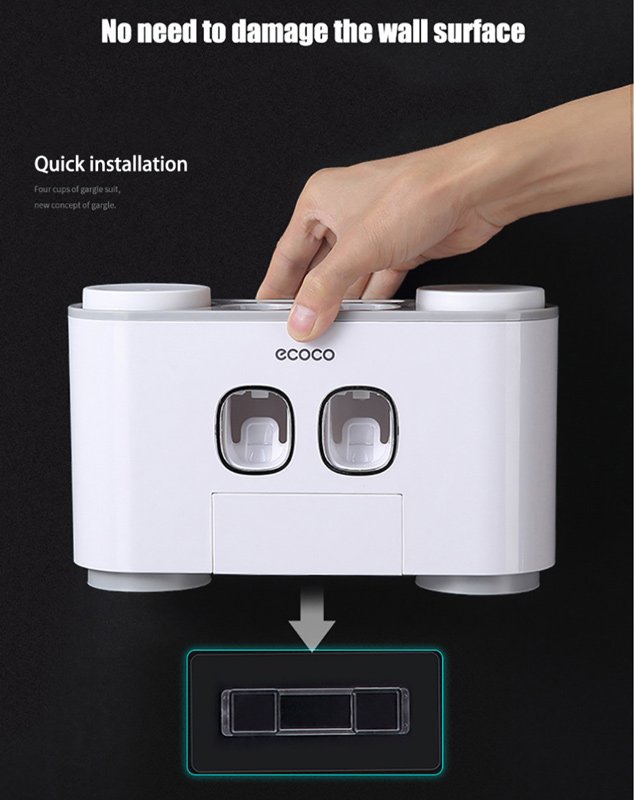 ECOCO Διανεμητής οδοντόκρεμας με βάσεις οδοντόβουρτσας και ποτήρια E1802 - Image 11