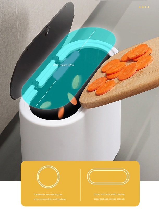 ECOCO κάδος απορριμμάτων E1906, εύκολο άνοιγμα, 10lt, λευκός - Image 2