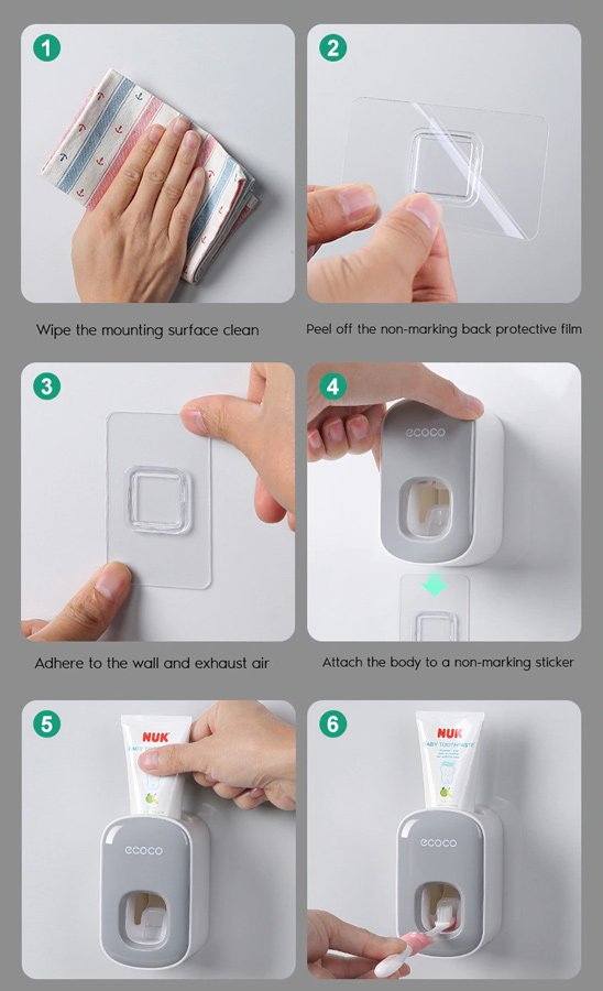 ECOCO διανεμητής οδοντόκρεμας E1922, λευκό-γκρι - Image 5