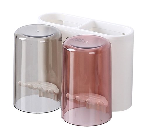 ECOCO βάση οδοντόβουρτσας E1924 με 2 ποτήρια, λευκή