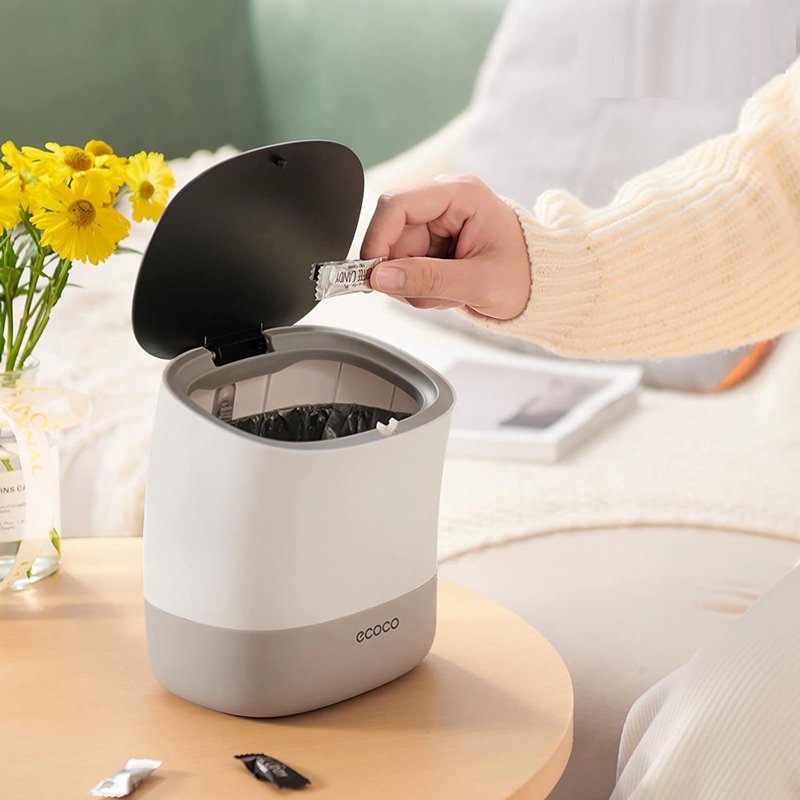 ECOCO μίνι κάδος απορριμμάτων E2241 με σακούλες, επιτραπέζιος, 1.5lt, λευκός - Image 2