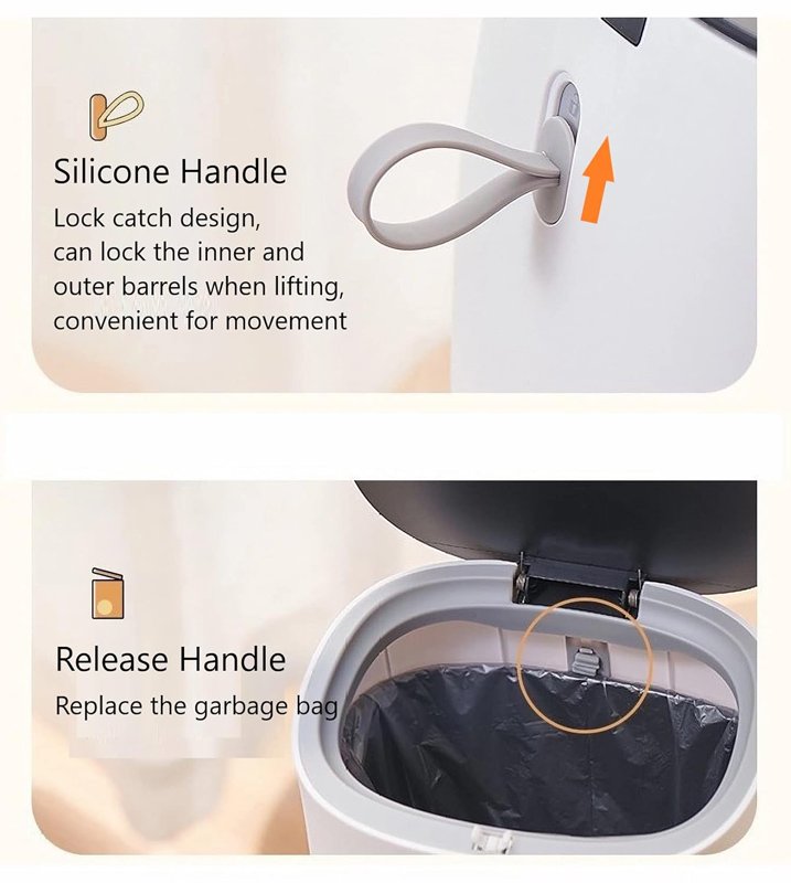 ECOCO μίνι κάδος απορριμμάτων E2241 με σακούλες, επιτραπέζιος, 1.5lt, λευκός - Image 4