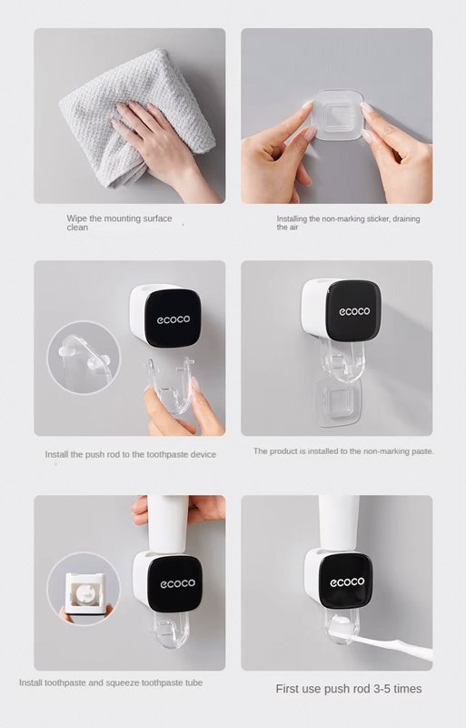 ECOCO διανεμητής οδοντόκρεμας E24024, 5.5x5.5x9.1cm, γκρι - Image 3