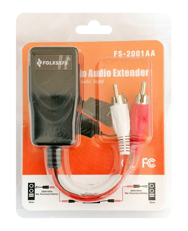 FOLKSAFE audio extender FS-2001AA μέσω καλωδίου RJ45, RCA σε RCA, έως 1000m - Image 2