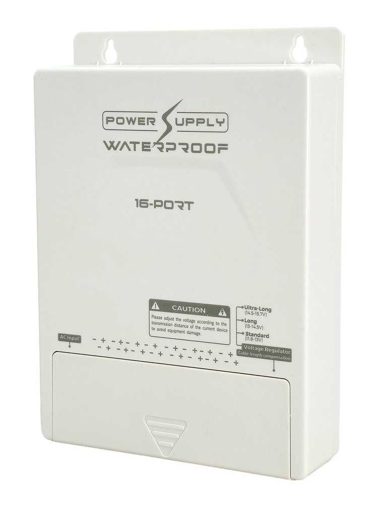 FOLKSAFE τροφοδοτικό συστημάτων CCTV FS-DC121608W, 16 εξόδων, 12V/8A, αδιάβροχο IP65