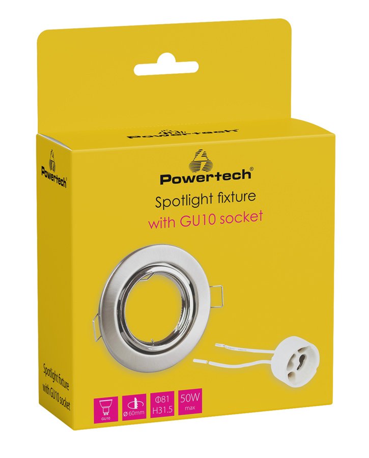 POWERTECH μεταλλικό πλαίσιο spot & ντουί GU10-003, χωνευτό, 81x31.5mm - Image 2