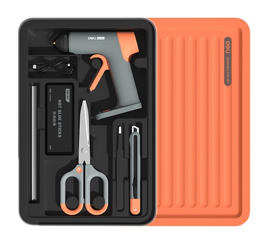 DELI σετ εργαλείων με πιστόλι θερμοκόλλησης H1001-C, 7τμχ