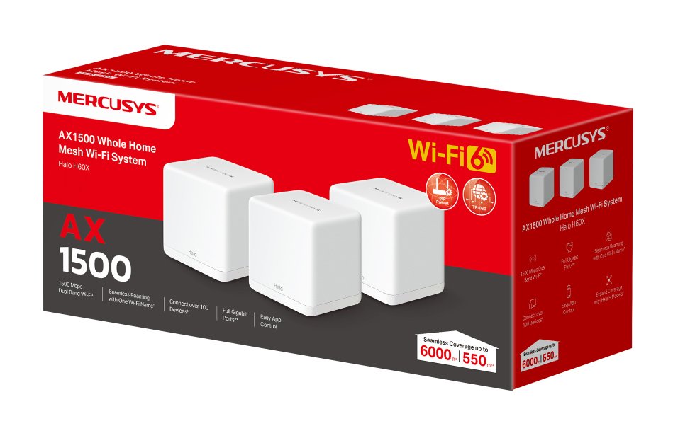 MERCUSYS Mesh WiFi 6 System Halo H60X, 1500Mbps Dual Band, 3τμχ, V.1.0 - Image 8