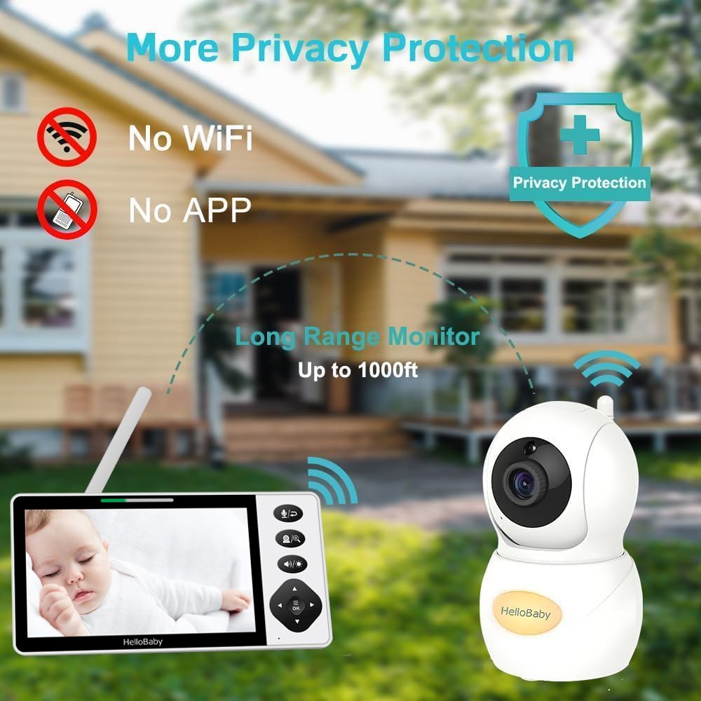 HELLOBABY ενδοεπικοινωνία μωρού HB6084L με κάμερα & οθόνη 5.5", 720p, PTZ - Image 3