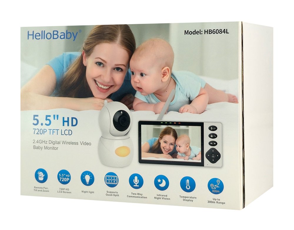 HELLOBABY ενδοεπικοινωνία μωρού HB6084L με κάμερα & οθόνη 5.5", 720p, PTZ - Image 4