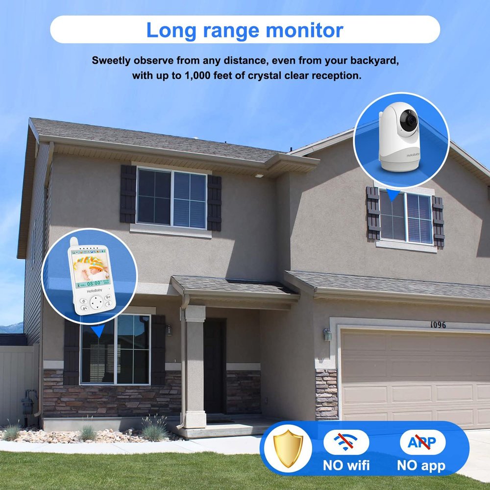 HELLOBABY ενδοεπικοινωνία μωρού HB6241 με κάμερα & οθόνη 4", 720p, PTZ - Image 5