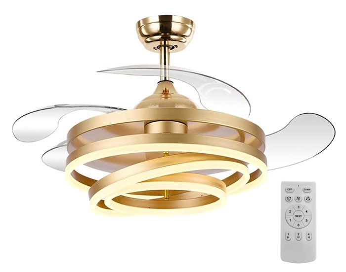 POWERTECH ανεμιστήρας οροφής HLL-0130 με LED φως, 72W, Φ106x50cm, χρυσός