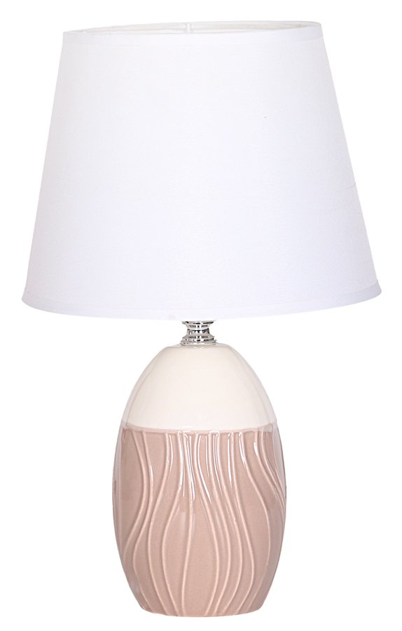 POWERTECH επιτραπέζιο φωτιστικό HLL-0141, E27, κεραμική βάση, καφέ/λευκό