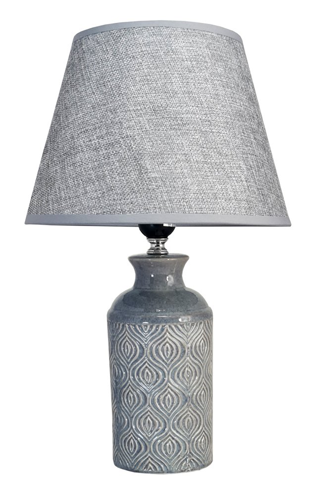 POWERTECH επιτραπέζιο φωτιστικό HLL-0142, E27, κεραμική βάση, γκρι