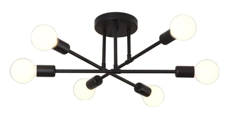 POWERTECH φωτιστικό οροφής HLL-0151, 6x E27, μεταλλικό, μαύρο