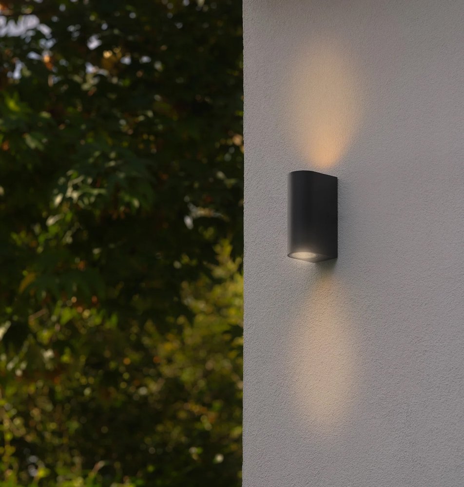 POWERTECH φωτιστικό τοίχου HLL-0188 για 2x GU10 λάμπες, μεταλλικό, IP65, μαύρο - Image 2