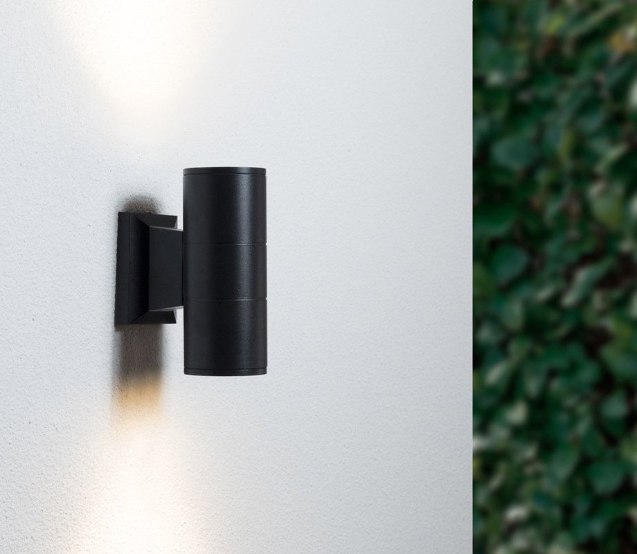 POWERTECH φωτιστικό τοίχου HLL-0190 για 2x GU10 λάμπες, μεταλλικό, IP65, μαύρο - Image 2