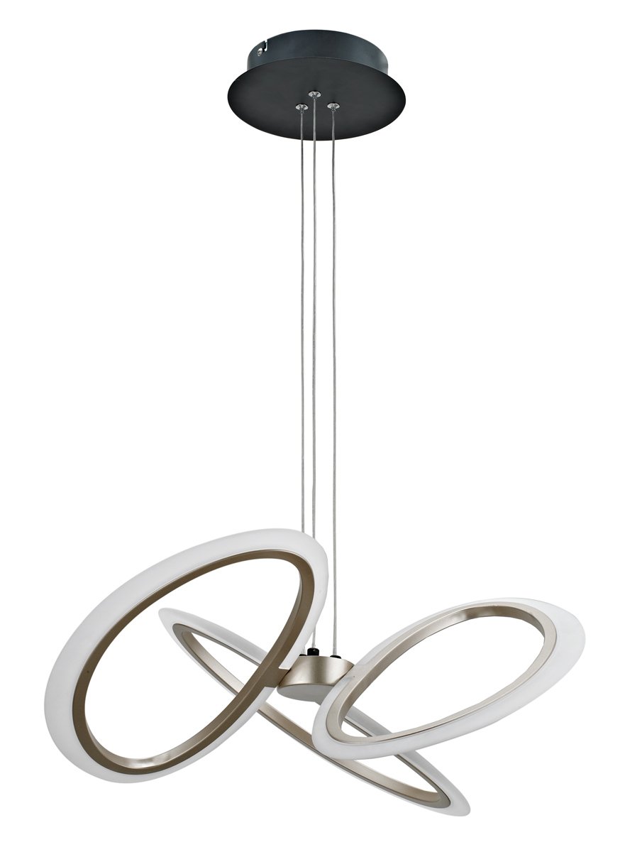 POWERTECH LED φωτιστικό οροφής HLL-0205, 40W, 4000K, Φ53x120cm, οπάλ χρυσό/μαύρο