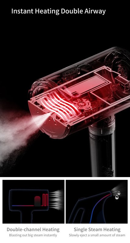 DEERMA ατμοκαθαριστής ρούχων χειρός HS200, 1000W, 110ml, λευκός - Image 5