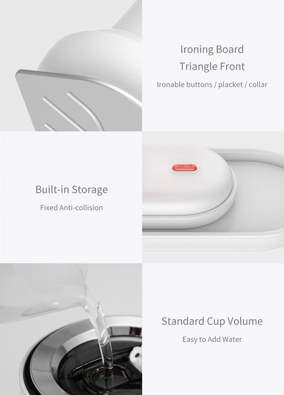 DEERMA ατμοκαθαριστής ρούχων χειρός HS200, 1000W, 110ml, λευκός - Image 6