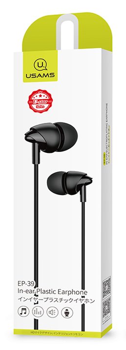 USAMS earphones με μικρόφωνο EP-39, 3.5mm σύνδεση, Φ10mm, 1.2m, μαύρα - Image 3