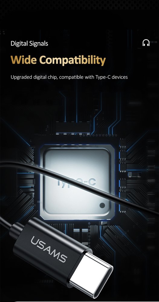 USAMS earphones με μικρόφωνο US-SJ482, USB-C σύνδεση, Φ10mm, 1.2m, μαύρα - Image 6