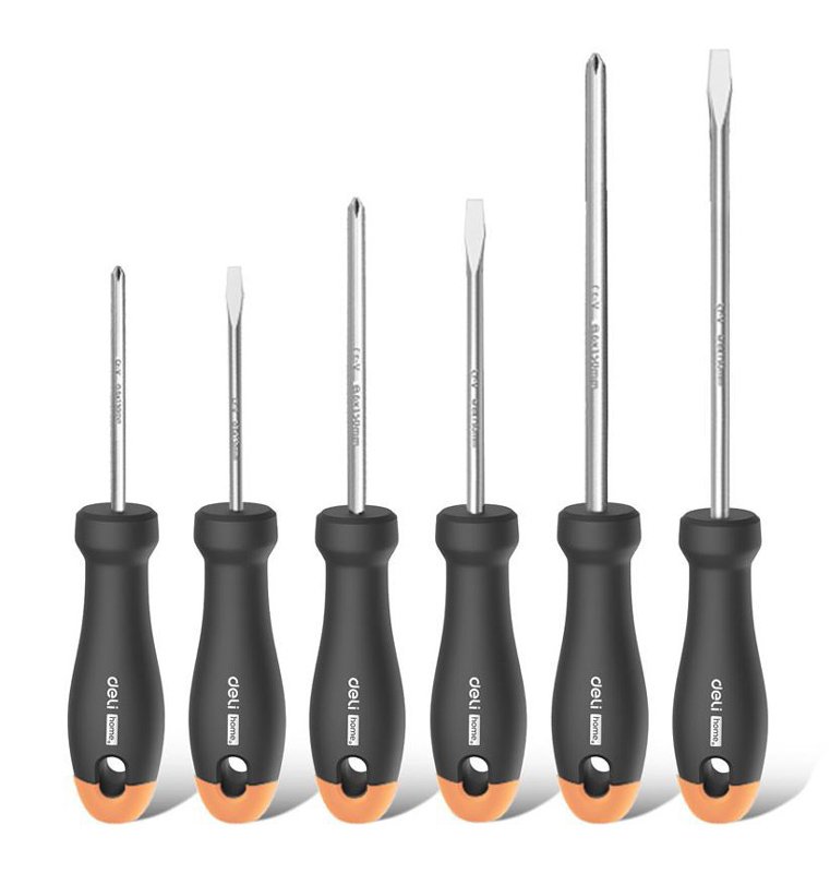 DELI σετ κατσαβίδια HT1006C, 3x ίσια & 3x σταυρωτά, μαγνητικά, 6τμχ