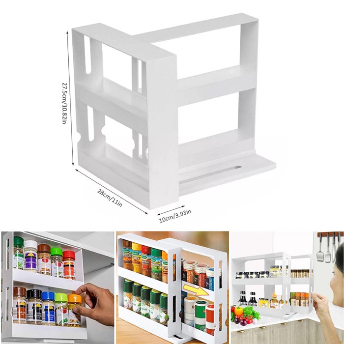 Επιτραπέζια βάση μπαχαρικών HUH-0038, 28 x 10.5 x 28cm, λευκή - Image 3