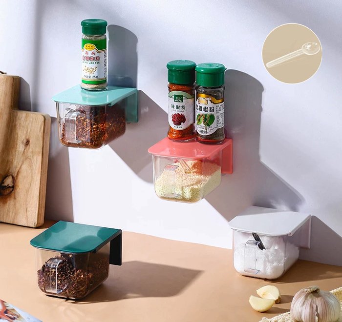 Δοχείο αποθήκευσης μπαχαρικών HUH-0052, με κουταλάκι, 420ml, μπλε - Image 2