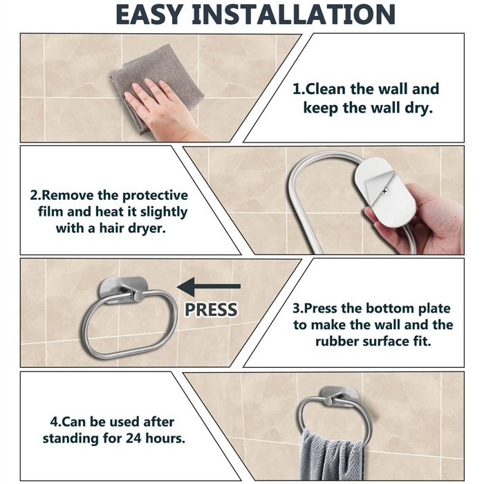 Κρεμάστρα τοίχου HUH-0114 για μπάνιο, μεταλλική, 20.5cm, ασημί - Image 4