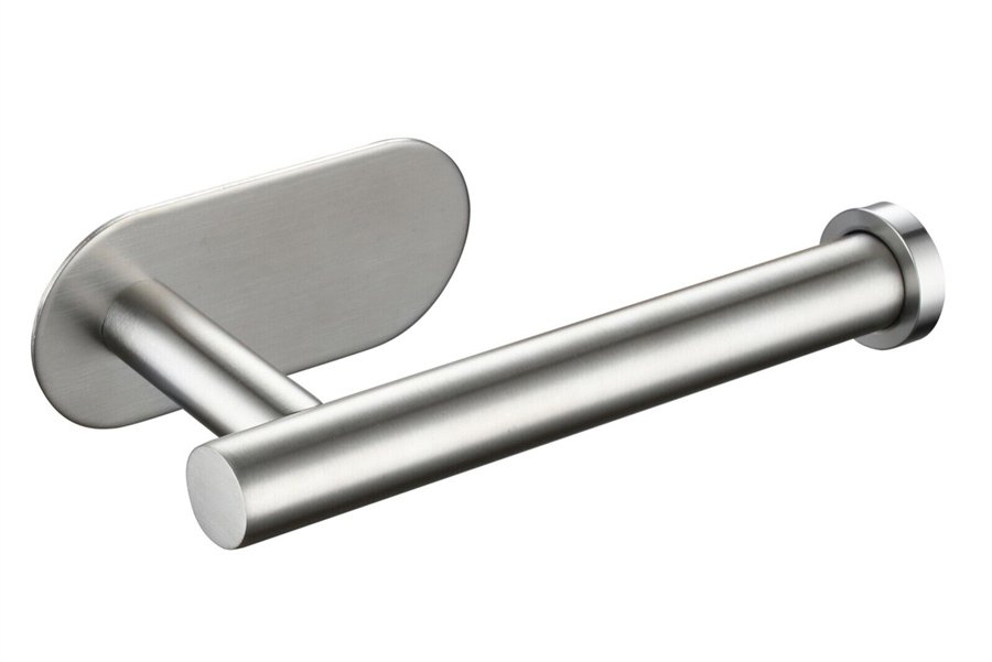 Επιτοίχια χαρτοθήκη μπάνιου HUH-0116 με αυτοκόλλητο, μεταλλική, 4.5x4.5x16cm, ασημί