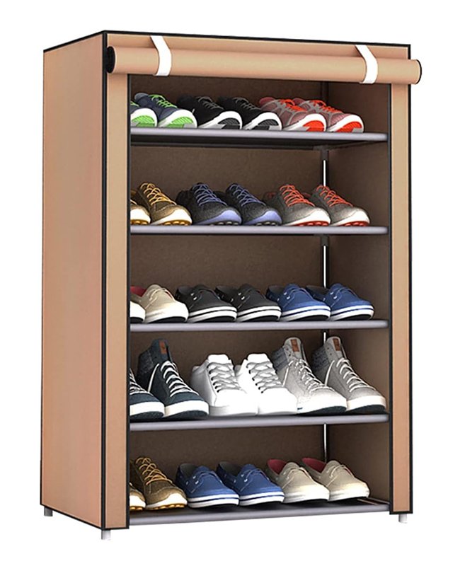 Υφασμάτινη παπουτσοθήκη HUH-0124 με 5 ράφια, 60x30x90cm, καφέ