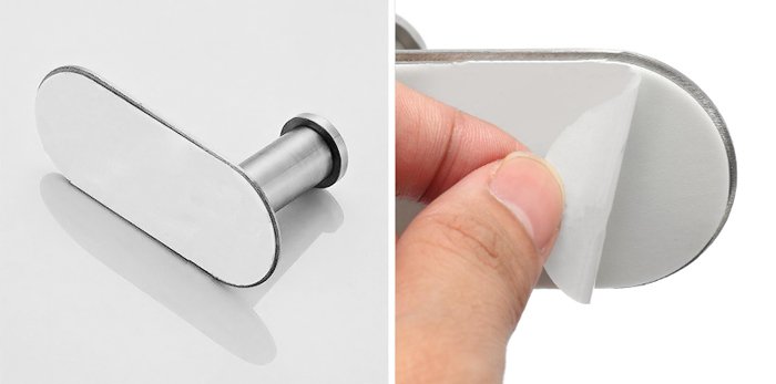 Κρεμάστρα τοίχου HUH-0144 για μπάνιο, μεταλλική, 4.5x5x10cm, 42gr, ασημί - Image 4