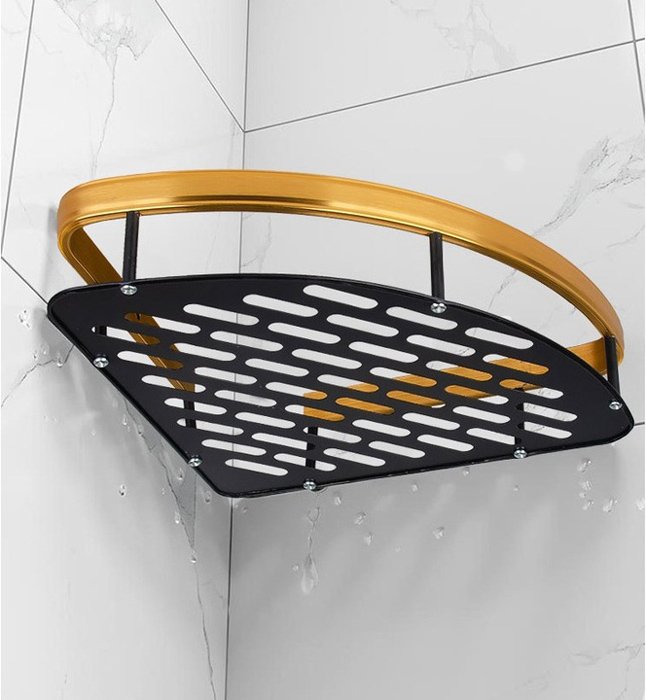 HOME USE γωνιακό ράφι τοίχου HUH-0157, αλουμινίου, 28x5.5x21cm, χρυσό - Image 4