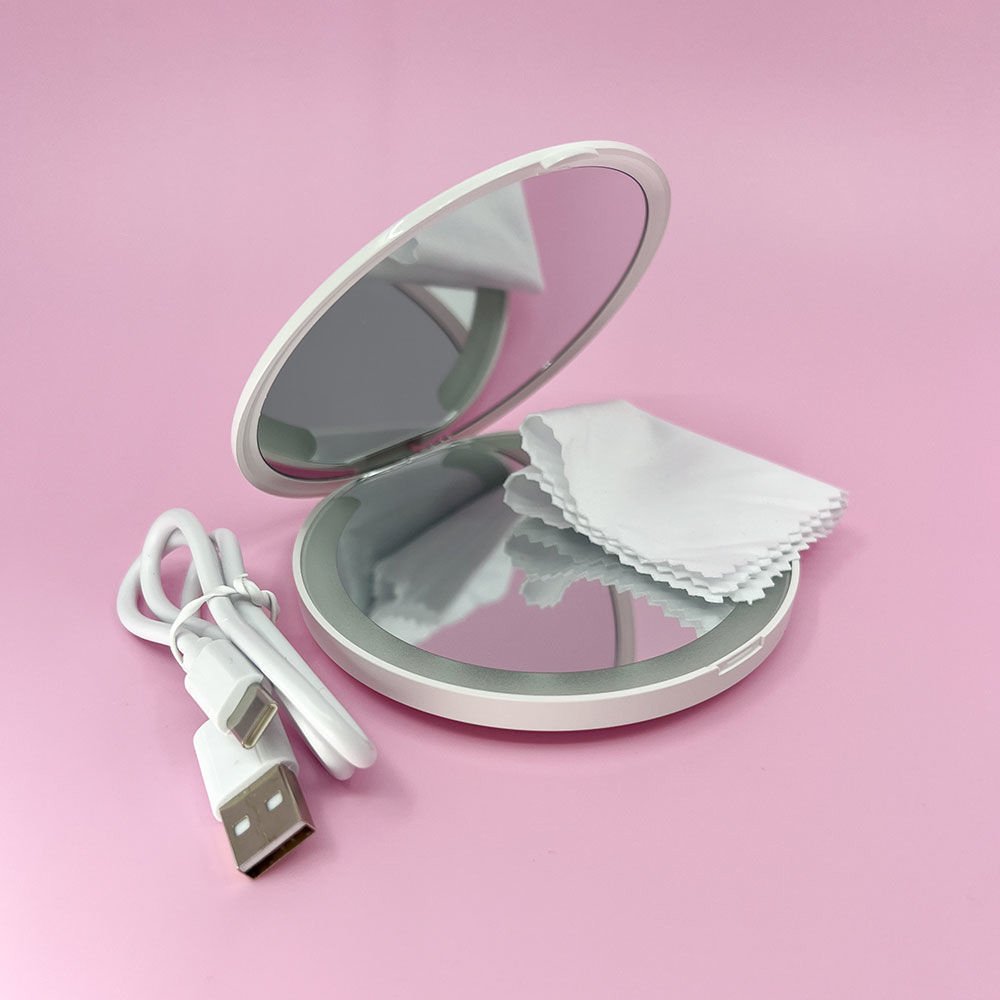 HOME USE καθρέφτης χειρός HUH-0184 με LED φως, 1x/3x zoom 180mAh, λευκός - Image 6