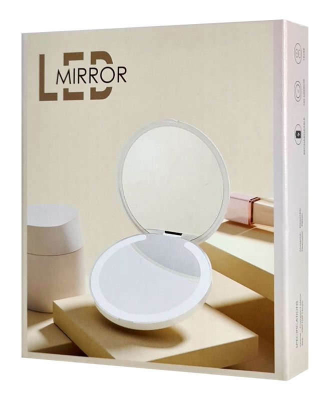 HOME USE καθρέφτης χειρός HUH-0184 με LED φως, 1x/3x zoom 180mAh, λευκός - Image 7