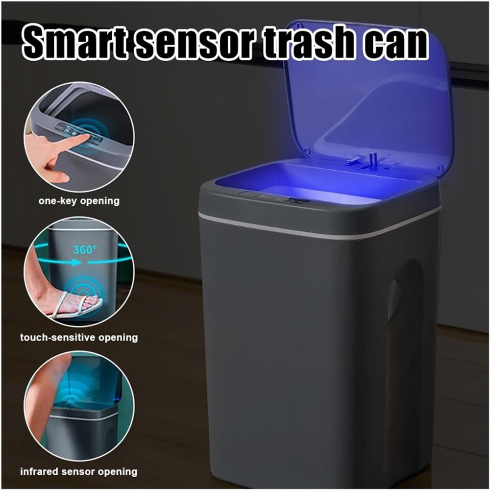 HOME USE κάδος απορριμμάτων HUH-0190 με φωτοκύτταρο, 14lt, γκρι - Image 2