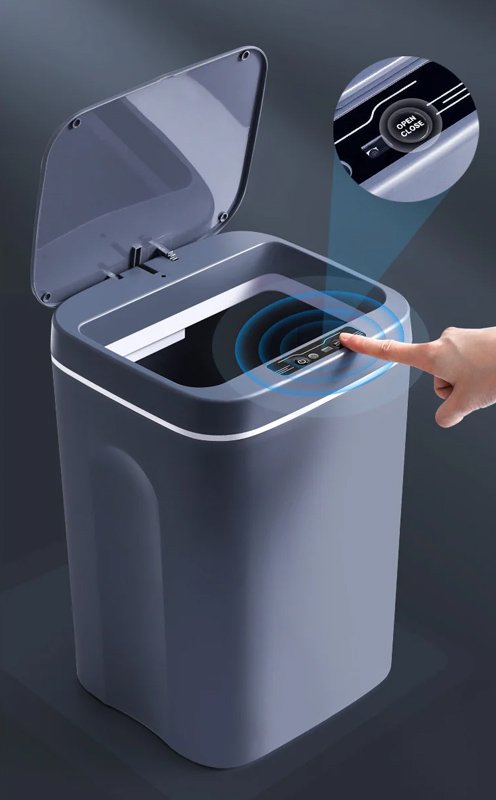 HOME USE κάδος απορριμμάτων HUH-0190 με φωτοκύτταρο, 14lt, γκρι - Image 5