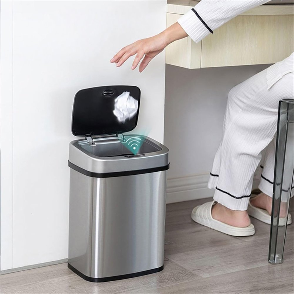 HOME USE κάδος απορριμμάτων HUH-0256 με φωτοκύτταρο, ανοξείδωτο ατσάλι, 15lt, ασημί - Image 2