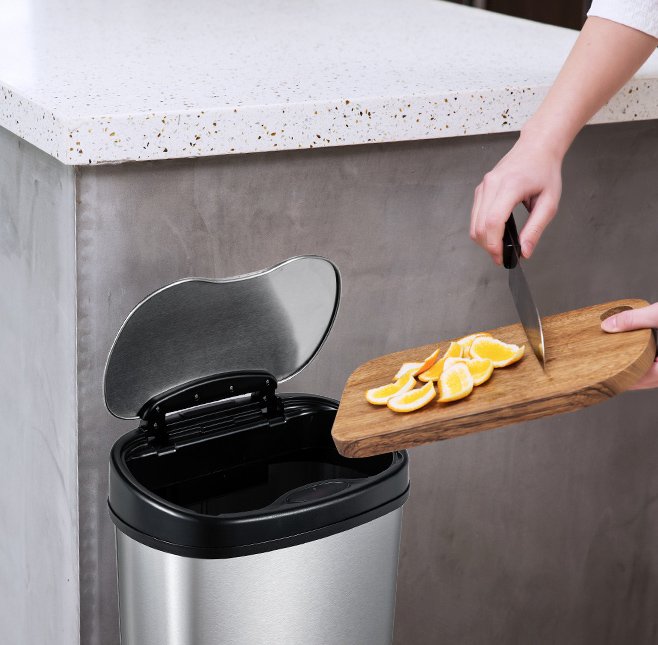 HOME USE κάδος απορριμμάτων HUH-0256 με φωτοκύτταρο, ανοξείδωτο ατσάλι, 15lt, ασημί - Image 3