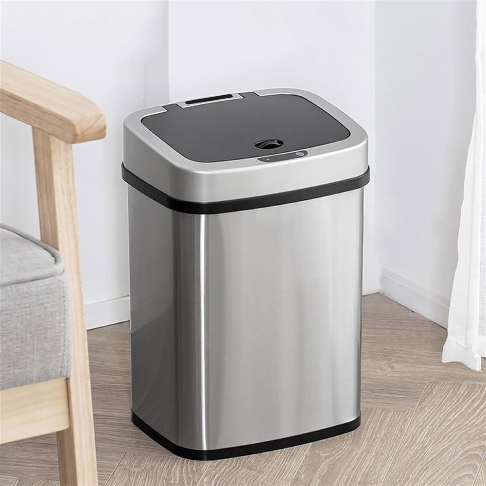 HOME USE κάδος απορριμμάτων HUH-0256 με φωτοκύτταρο, ανοξείδωτο ατσάλι, 15lt, ασημί - Image 4