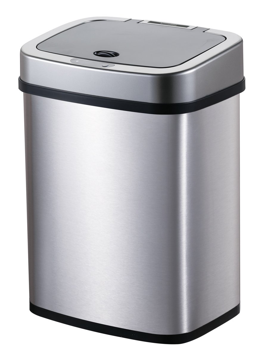 HOME USE κάδος απορριμμάτων HUH-0256 με φωτοκύτταρο, ανοξείδωτο ατσάλι, 15lt, ασημί