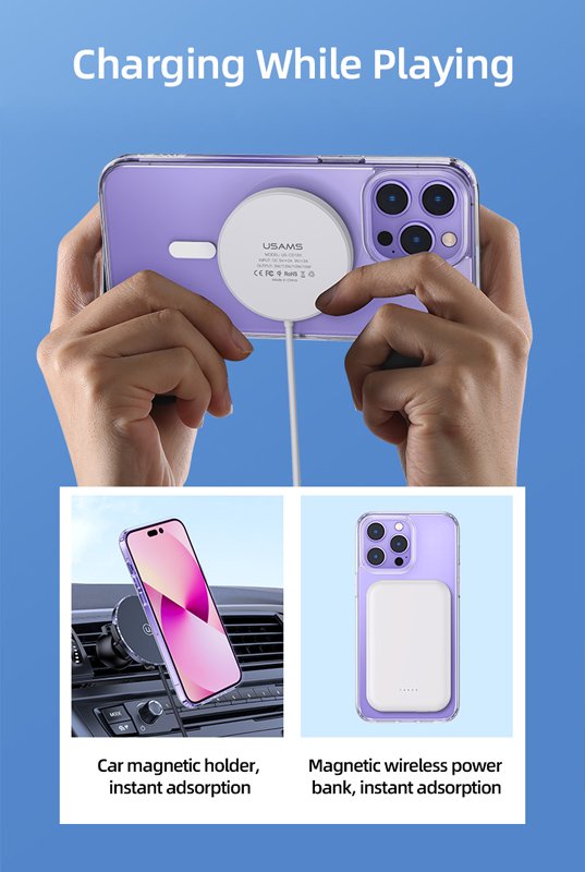 USAMS θήκη Ice Magnet για iPhone 14 Plus, με μαγνήτες, διάφανη - Image 3