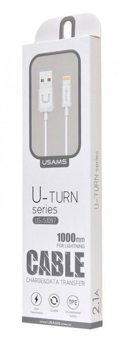 USAMS καλώδιο Lightning σε USB US-SJ097, 2.1A, 1m, λευκό - Image 2