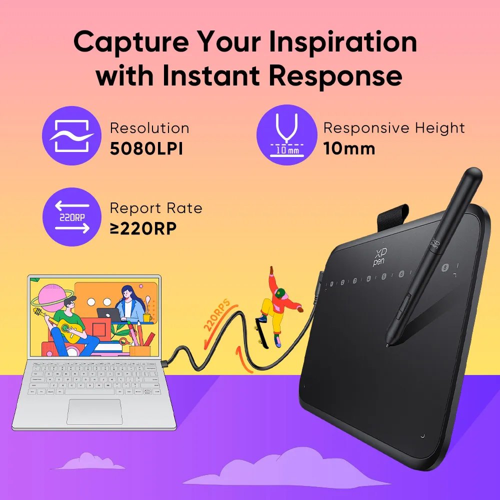 XP-PEN ταμπλέτα σχεδίασης με γραφίδα Deco 640, 160x90mm, μαύρο - Image 4