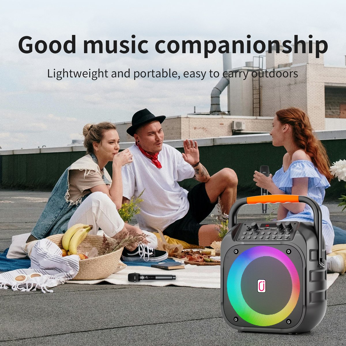 JYX φορητό ηχείο T26-T με 2x μικρόφωνα, 20W, 4000mah, LED, μαύρο - Image 2