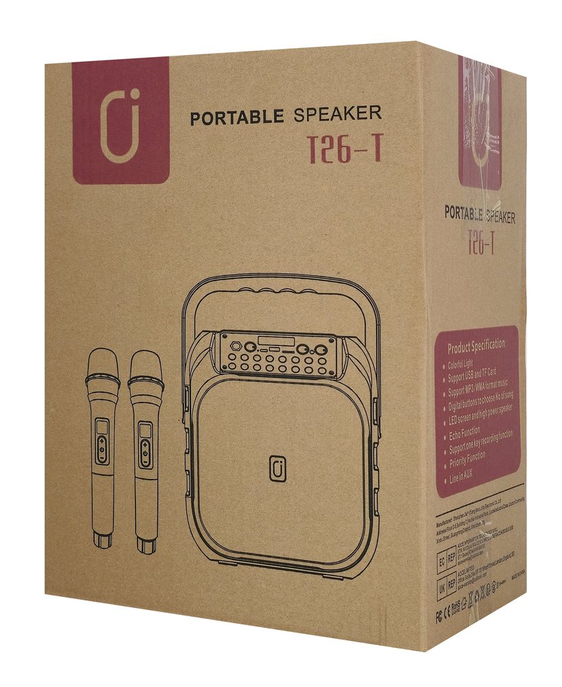 JYX φορητό ηχείο T26-T με 2x μικρόφωνα, 20W, 4000mah, LED, μαύρο - Image 4