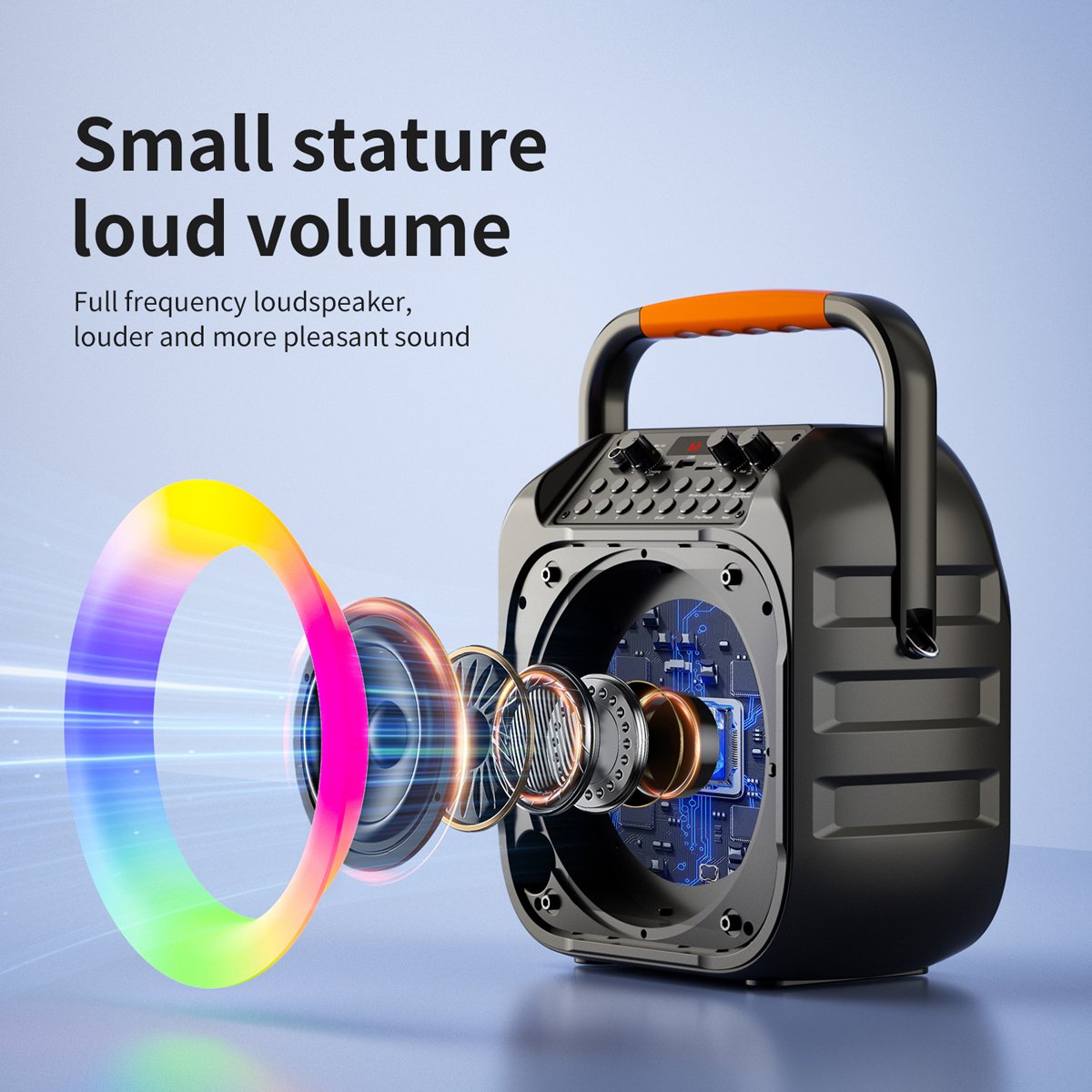 JYX φορητό ηχείο T26-T με 2x μικρόφωνα, 20W, 4000mah, LED, μαύρο - Image 9